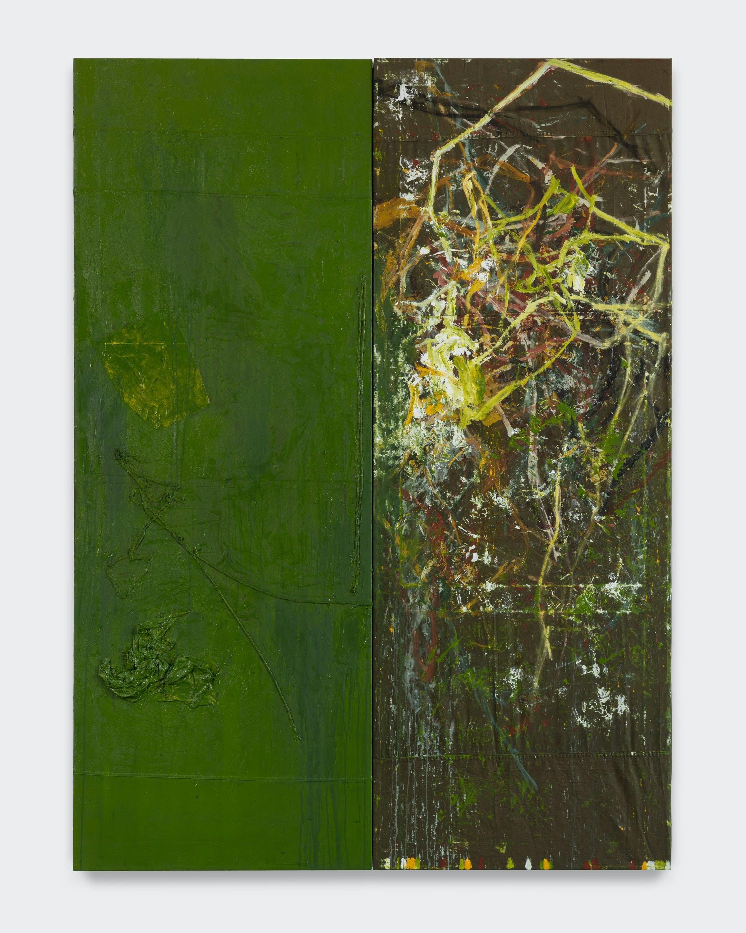 Green abstract painting by Reginald Sylvester II