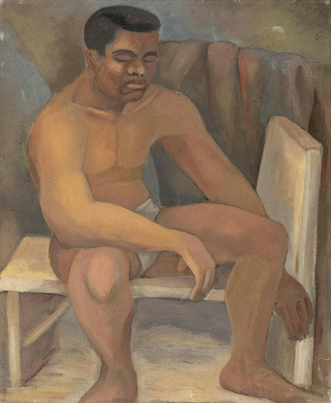 Seated on Stool, oil on canvas