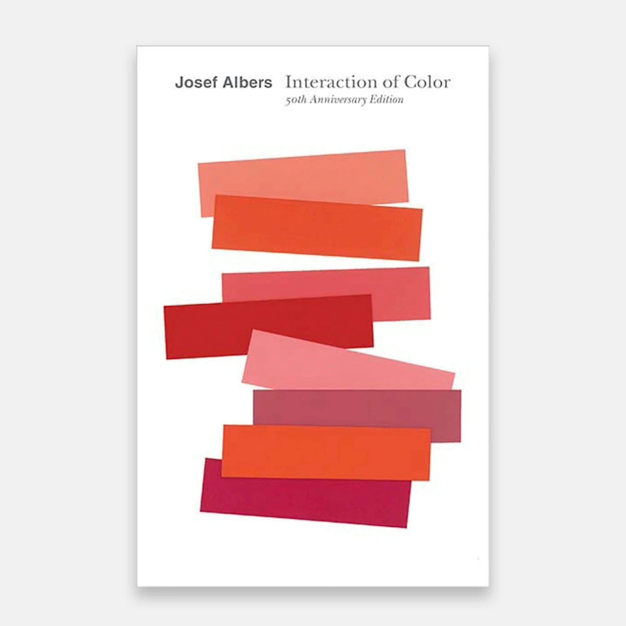 White book cover with rectangles in various shades of red